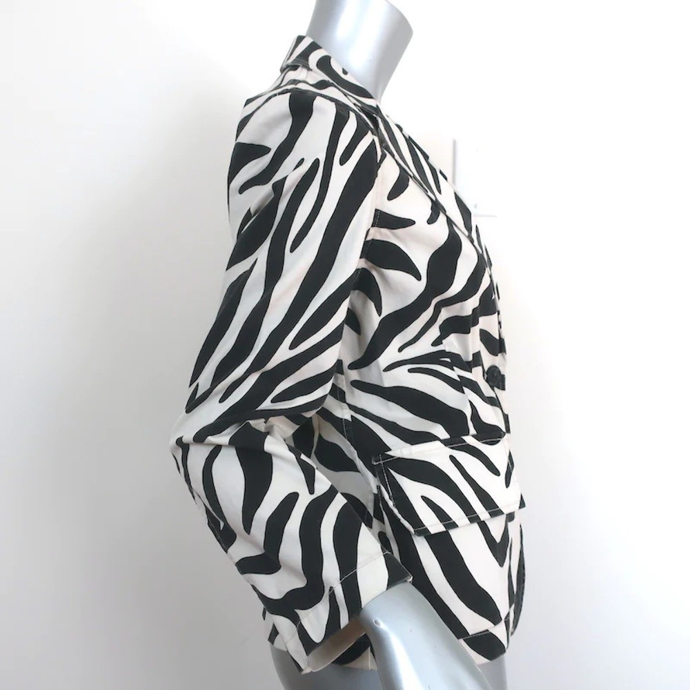 Nili Lotan Blazer Addison Zebra Print Cotton Size 4 One-Button Jacket NEW - Picture 3 of 6